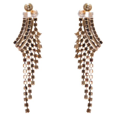 Bridal Wedding Jewelry Crystal Rhinestone Cascading Dangle Earrings E946 Gold - Accessoriesforever