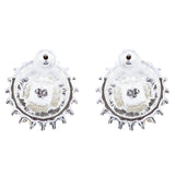 Bridal Wedding Jewelry Crystal Rhinestone Pearl Sunburst Earrings E1017 Silver