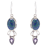 925 Sterling Silver Natural Gemstones Rainbow CalsilicsDangle Earrings FJSVE2114
