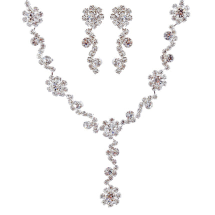 Bridal Wedding Jewelry Set Rhinestone Multi Flower - Accessoriesforever