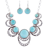 Exquisite Crystal Stone Bead Bold Statement Necklace Set N106 Turquoise