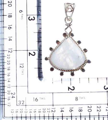 925 Sterling Silver Natural Gemstones Moonstone Pendant FJSVP2062
