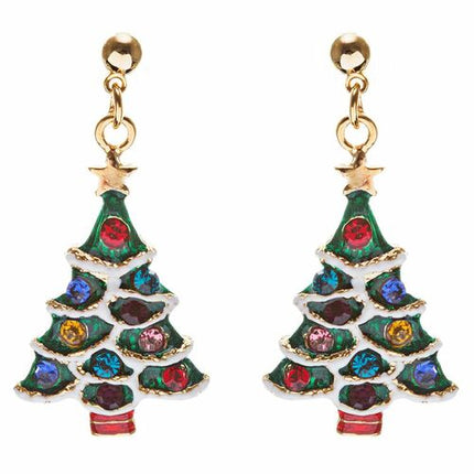 Christmas Jewelry Crystal Rhinestone Colorful Christmas Tree Earrings E889 Multi - Accessoriesforever