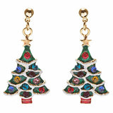 Christmas Jewelry Crystal Rhinestone Colorful Christmas Tree Earrings E889 Multi