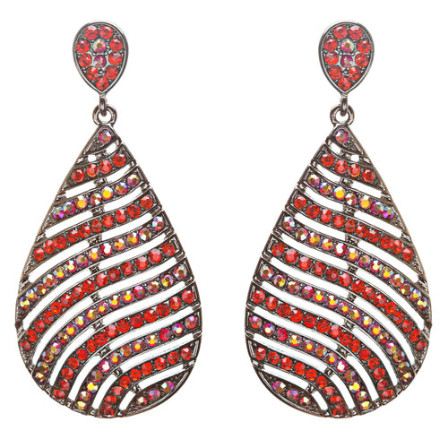 Modern Fashion Crystal Rhinestone Stunning Leaf Design Dangle Earrings E729 Red - Accessoriesforever