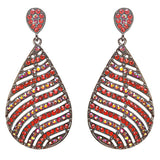Modern Fashion Crystal Rhinestone Stunning Leaf Design Dangle Earrings E729 Red
