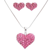 Lovely Sweet Beautiful Heart Shape Valentine's Day Necklace Set JN166 Fuchsia