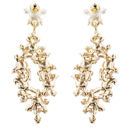 Bridal Wedding Jewelry Crystal Rhinestone Pearl Elegant Dangle Earrings Gold - Accessoriesforever