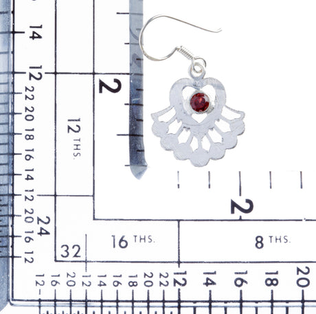925 Sterling Silver Natural Gemstones Garnet Dangle Earrings FJSVE2169