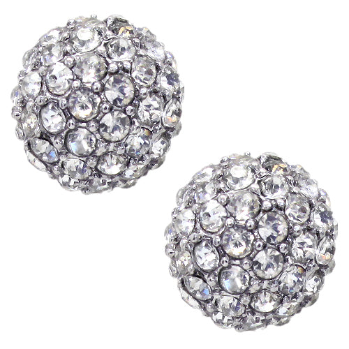 Sparkle Style Fashion Crystal Ball Stud Earrings Silver