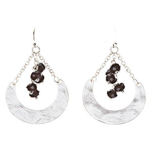 Crystal Cluster Hand Polished Drop Earrings Black - Accessoriesforever