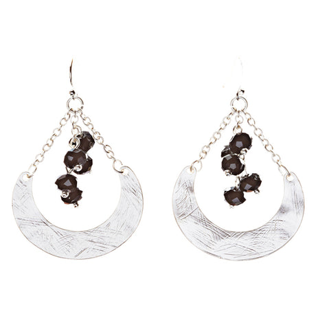 Crystal Cluster Hand Polished Drop Earrings Black