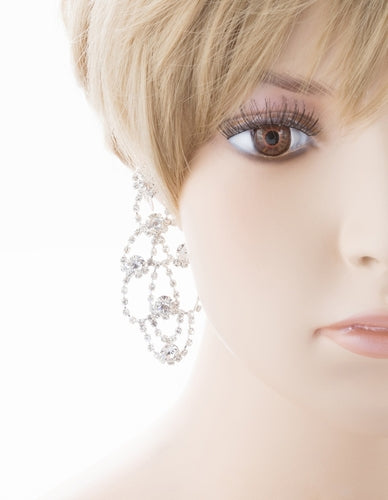 Bridal Wedding Jewelry Crystal Chandelier Drop Earrings Silver Clear