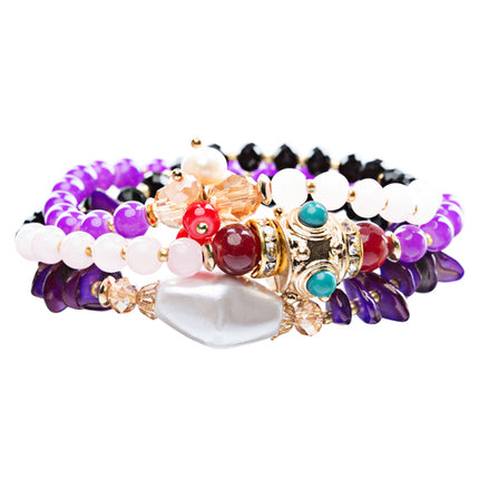 Beautiful Stone Bead Tribal Bohemian Statement Wrap Fashion Bracelet B450 Purple