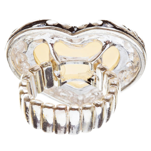 Antique Swirl Edge Mother of Pearl Stretch Ring White