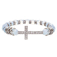 Cross Jewelry Crystal Rhinestone Trendy Design Cross Stretch Bracelet B362 White