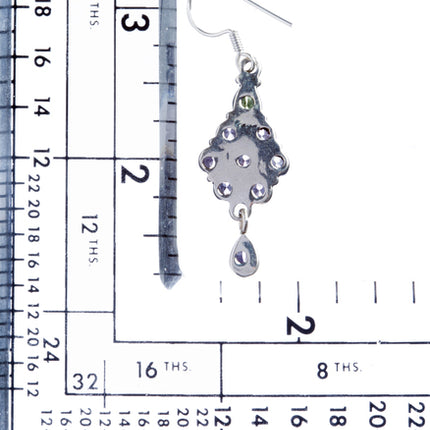925 Sterling Silver Natural Gemstones Amethyst Periodot Dangle Earring FJSVE2152 - Accessoriesforever