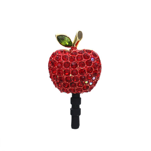 Earphone Dustproof Plug Stopper Phone Ear Cap Crystal Rhinestone Apple Gold Red