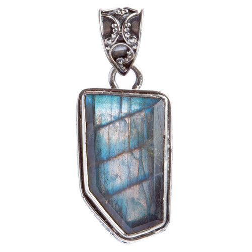 925 Sterling Silver Natural Gemstones Labradorite Pendant FJSVP2106