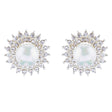 Bridal Wedding Jewelry Crystal Rhinestone Pearl Sunburst Earrings E1017 Silver
