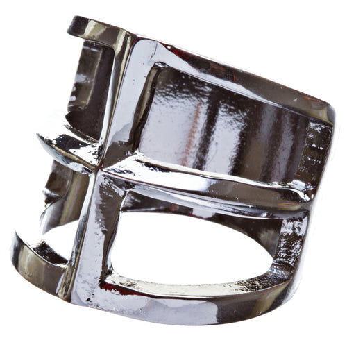 Trendy Square Shaped Hollow Design Statement Fashion Size 8 Ring R215 Black - Accessoriesforever