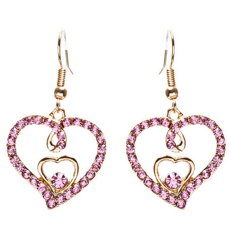 Adorable Valentine Theme Fashion Crystal Rhinestone Heart Earrings E908 Pink