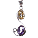 925 Sterling Silver Natural Gemstones Amethyst Pendant FJSVP2069