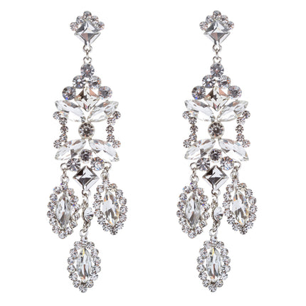 Bridal Wedding Jewelry Crystal Rhinestone Shine Dazzle Long Dangle Earrings