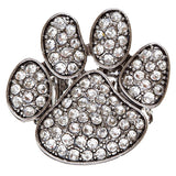 Puppy Paw Crystal Pave Stretch Ring Silver Clear