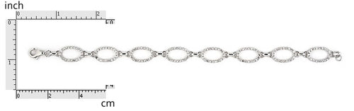 Oval Shape CZ 7" Bracelet 925 Sterling Silver