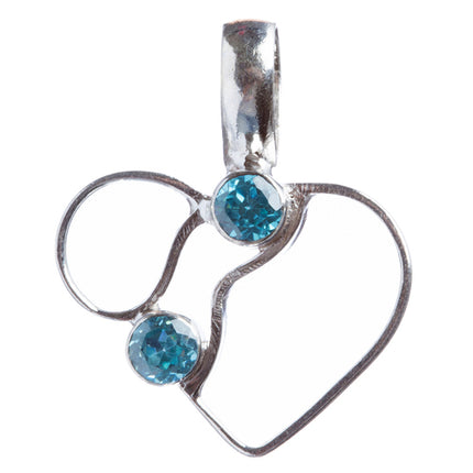 925 Sterling Silver Natural Gemstones Blue Topaz Pendant FJSVP2043