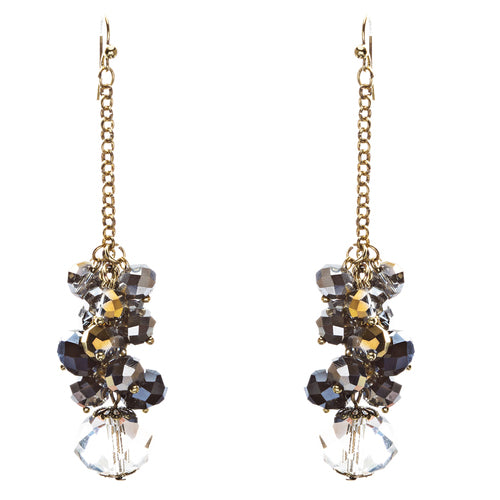 Trendy Design Crystal Rhinestone Lovely Cluster Balls Dangle Earrings E846 Black