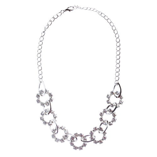 Bridal Wedding Jewelry Crystal Rhinestone Charming Open Holes Necklace JN254 SV