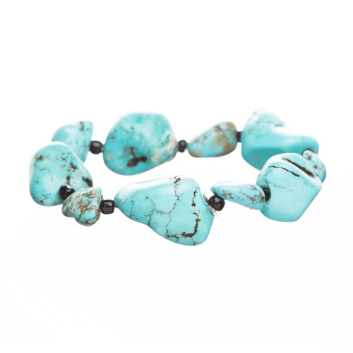 Fashion Beautiful Turquoise Stones Stretch Bracelet Black Blue