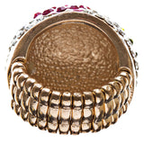 Elegant Finish Crystal Pave Dome Round Stretch Multi-colored Ring R73 MT