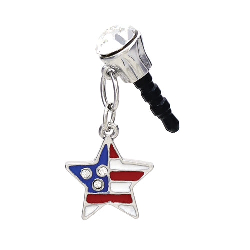 Earphone Dustproof Plug Stopper Phone Ear Cap Crystal Patriotic American Star