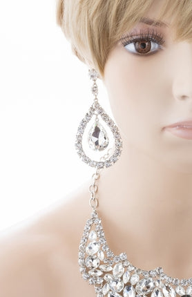 Bridal Wedding Jewelry Crystal Rhinestone Grand Choker Necklace J511 Silver - Accessoriesforever