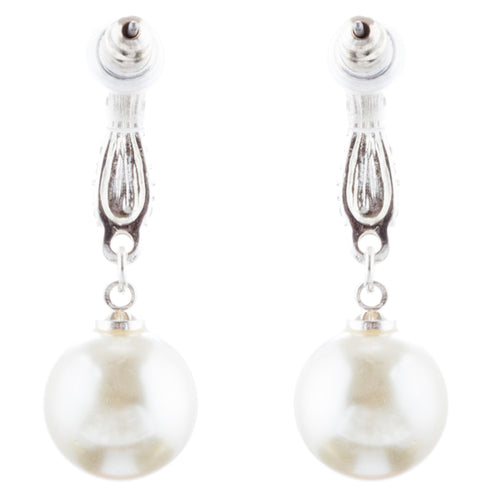 Bridal Wedding Jewelry Crystal Rhinestone Pearl Simple Dangle Earrings E975 SV