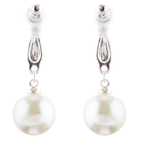 Bridal Wedding Jewelry Crystal Rhinestone Pearl Simple Dangle Earrings E975 SV