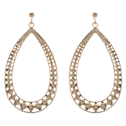 Crystal Accented Teardrop Dangle Earring Gold Clear - Accessoriesforever