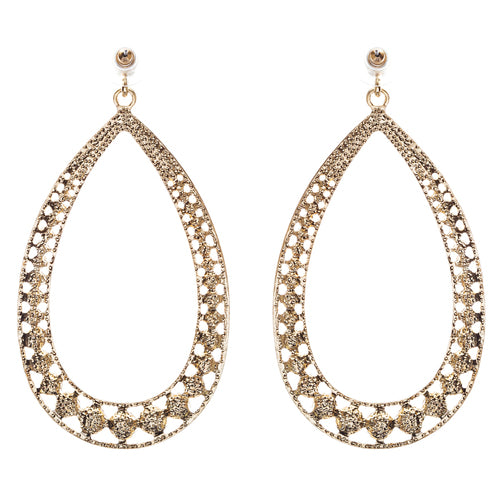Crystal Accented Teardrop Dangle Earring Gold Clear - Accessoriesforever