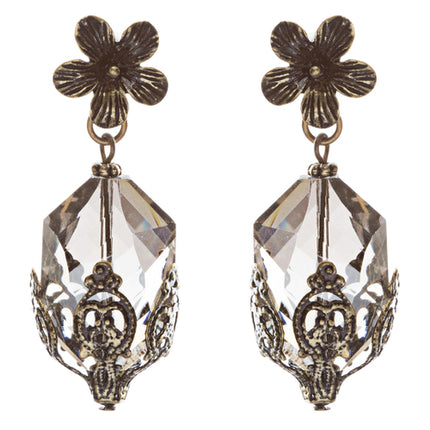Contemporary Fashion Uniquely Charming Floral Design Dangle Earrings E835 Gray