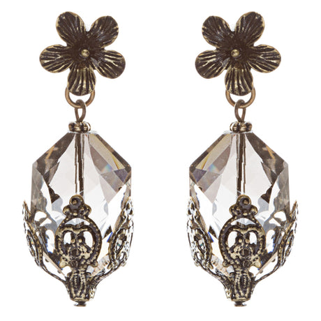 Contemporary Fashion Uniquely Charming Floral Design Dangle Earrings E835 Gray