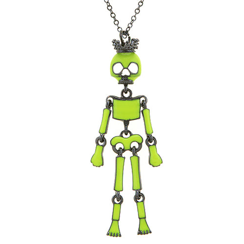 Halloween Costume Jewelry Articulated Skeleton Neon Lime Green N112