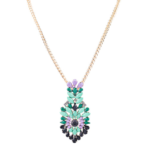 Beautiful Unique Colorful Pendant Statement Jewelry Fashion Necklace Gold Green
