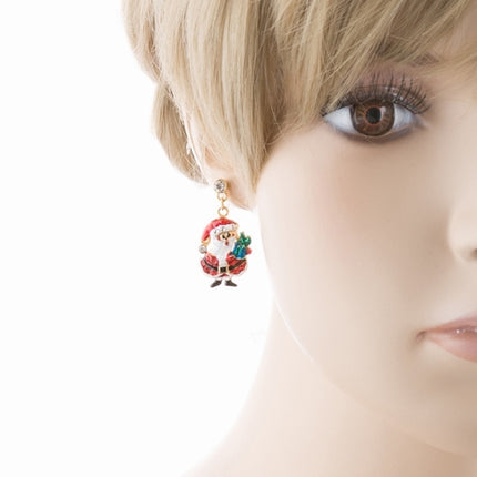 Christmas Jewelry Crystal Rhinestone Santa Claus Present Dangle Earrings E877 - Accessoriesforever