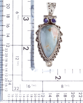 925 Sterling Silver Natural Gemstones Labradorite Pendant FJSVP2074 - Accessoriesforever
