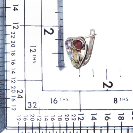 925 Sterling Silver Gemstones Natural Topaz Garnet Dangle Earrings FJSE2195 - Accessoriesforever
