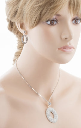 Bridal Wedding Jewelry Set Crystal Rhinestone Oval Drop - Accessoriesforever
