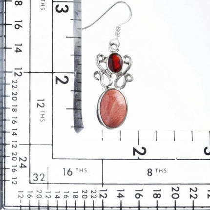 925 Sterling Silver Natural Gemstones Jasper Garnet Dangle Earrings FJSVE2183 - Accessoriesforever
